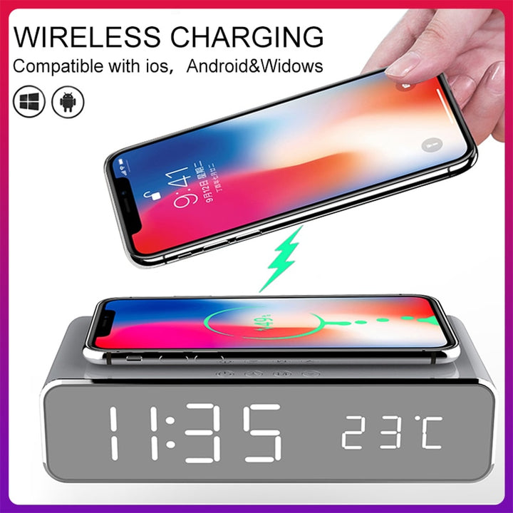 LED Alarm Clock Wireless Charger